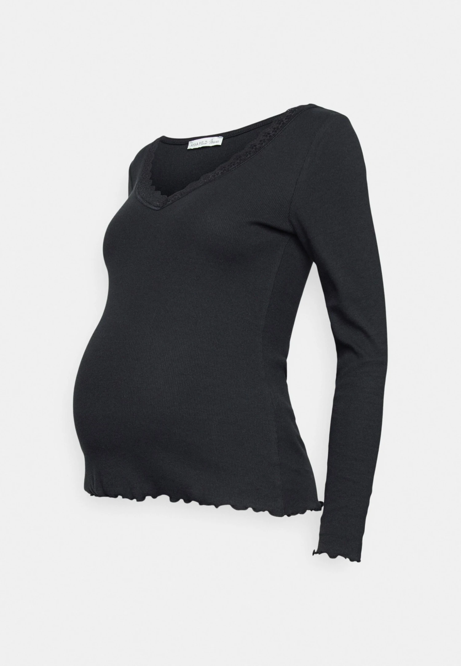 Maternity Ribbed Longsleeve Lace - T-Shirt À Manches Longues - Black 4 Maternity Ribbed Longsleeve Lace - T-Shirt À Manches Longues - Black – Image 4