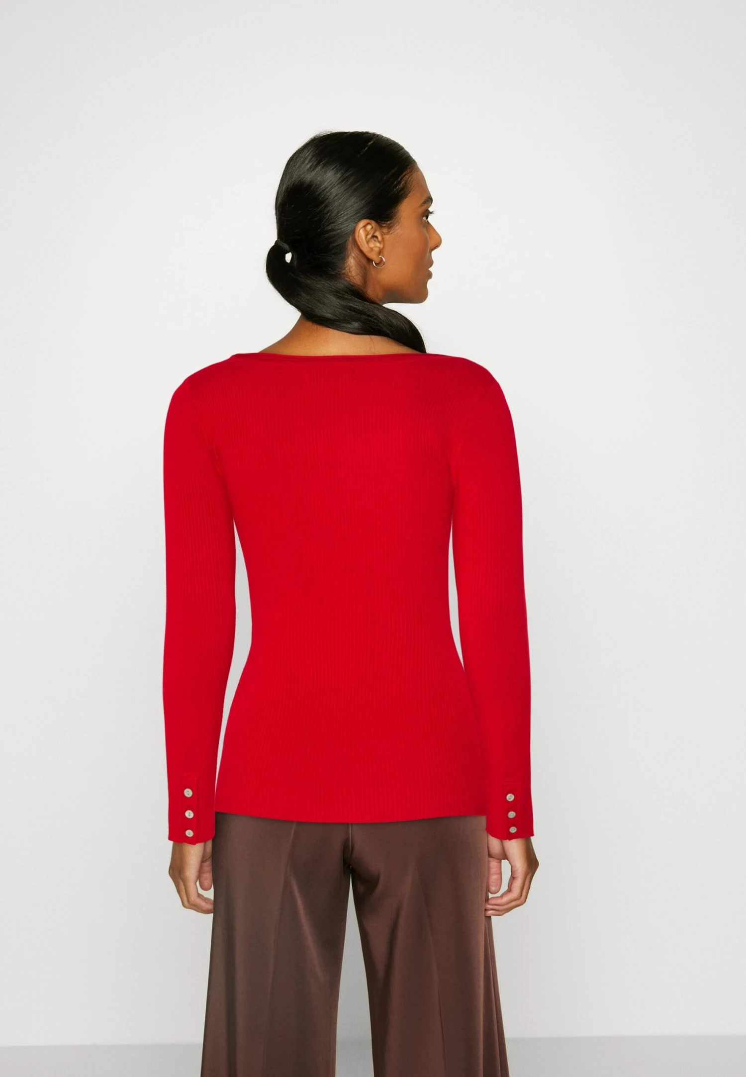 Anna Field Button Detail - Pullover - Red 3 Anna Field Button Detail - Pullover - Red – Image 3