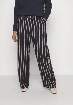 Wide Leg Pant - Pantalon Classique - Dark Blue/Brown/White