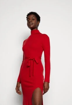 Anna Field Rollkragen Ripp Mini Strickkleid Mit Gürtel - Robe Pull - Red -Anna Field 71b57cf9ce54411882918bef331aba09