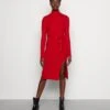 Anna Field Rollkragen Ripp Mini Strickkleid Mit Gürtel - Robe Pull - Red