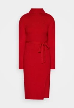 Anna Field Rollkragen Ripp Mini Strickkleid Mit Gürtel - Robe Pull - Red -Anna Field d04bebcd58f24f00a11111c54cc28fcb