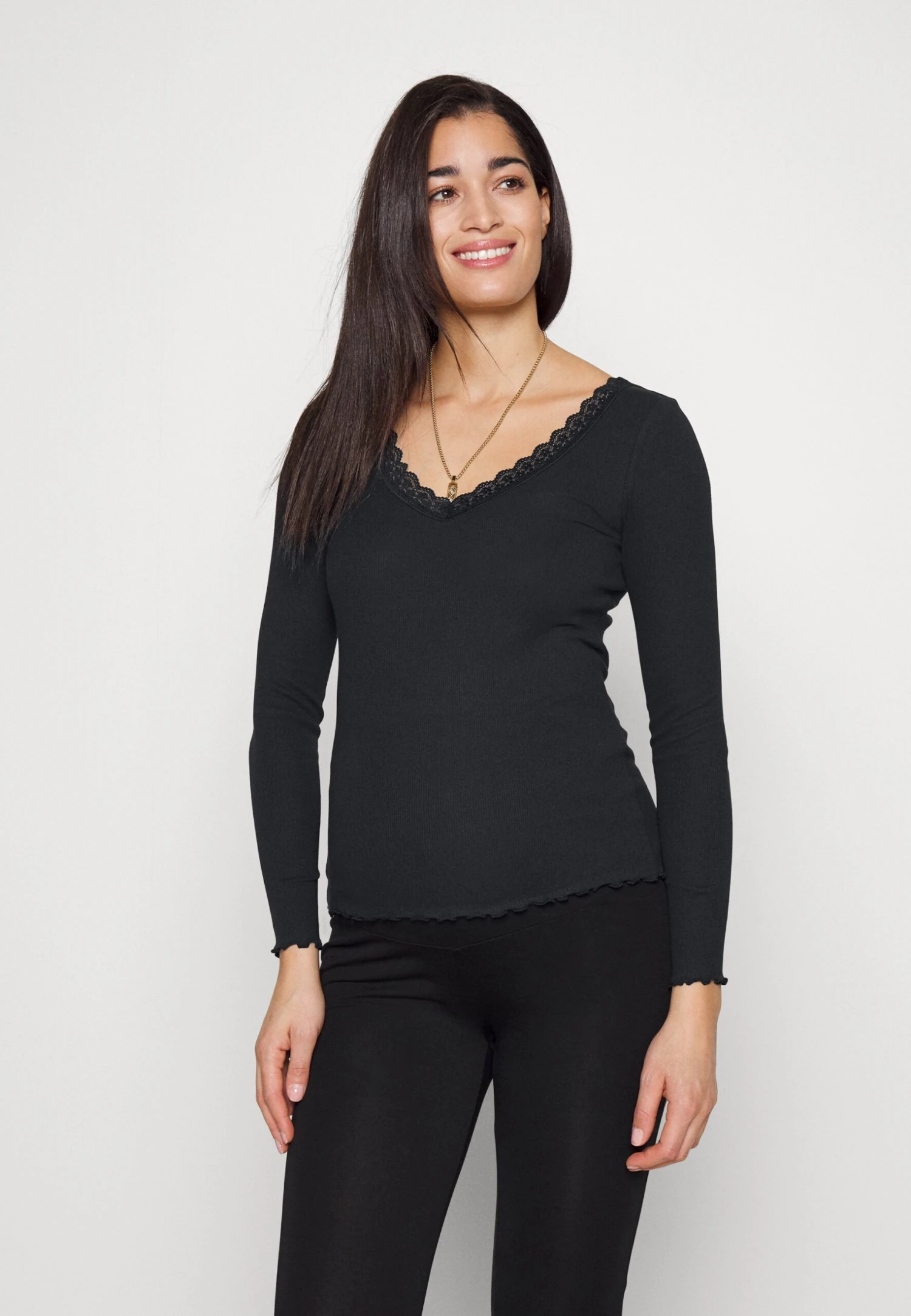 Maternity Ribbed Longsleeve Lace - T-Shirt À Manches Longues - Black 1 Maternity Ribbed Longsleeve Lace - T-Shirt À Manches Longues - Black